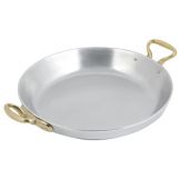 Bon Chef Pewter Glo Round 2.5 qt Paella Dish w/ Brass Handles