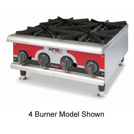 APW Wyott Champion Gas Hot Plate Standard Series, 6 Burners, GHP-6H