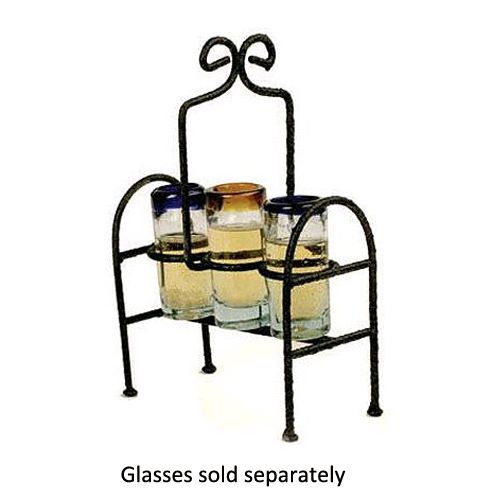 Tequila Sampler Rack W/ 3 Clear 3 oz Shot Glasses