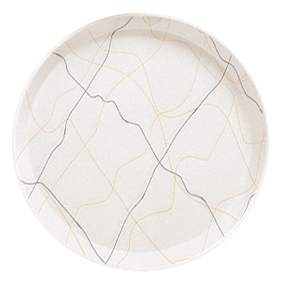 Cambro&reg; Swirl Black and Gold 10" Round Serving Camtray&reg;