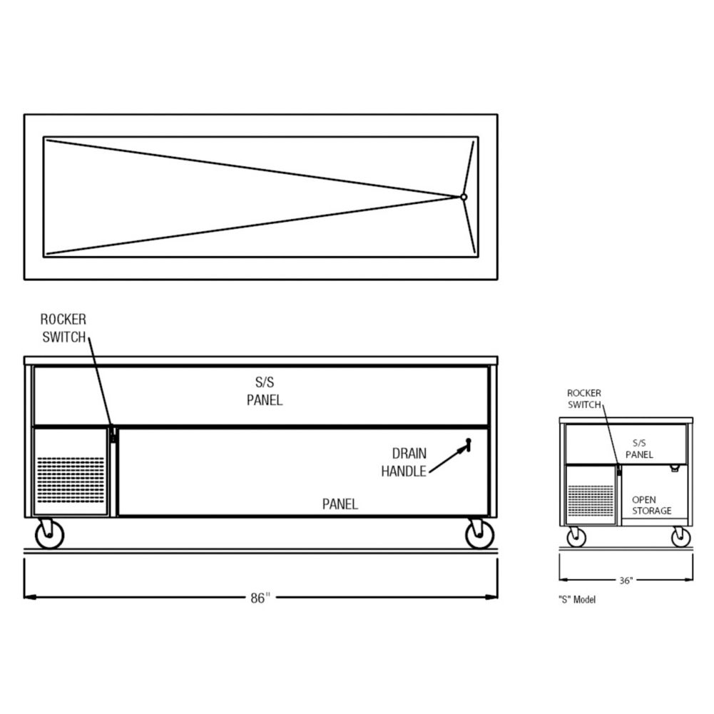 Randell&reg; 86" Refrigerated Open Base Cold Food Table