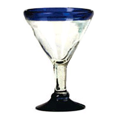 Aztecas Design 10 oz Blue Rim Margarita Glass