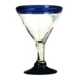 Aztecas Design 10 oz Blue Rim Margarita Glass