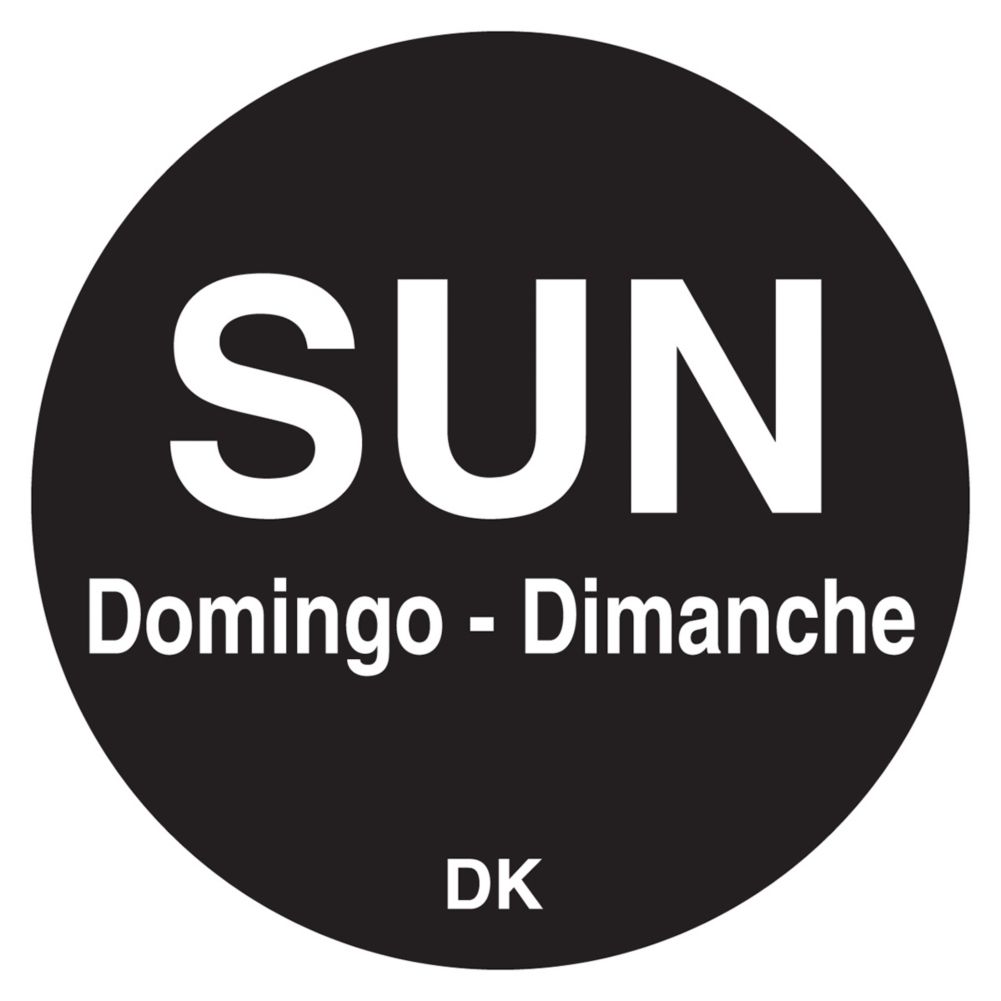 DayMark DuraMark&trade; Trilingual &frac34;" Sunday Day Circle