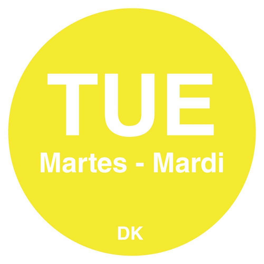 DayMark DuraMark&trade; Trilingual &frac34;" Tuesday Day Circle