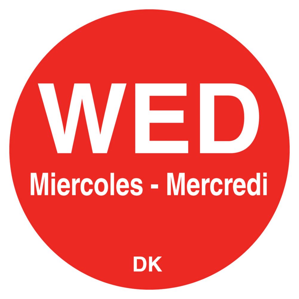 DayMark DuraMark&trade; Trilingual &frac34;" Wednesday Day Circle