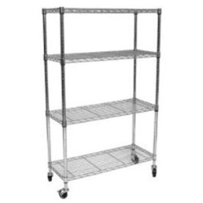 Seville Classics Chrome 4-Shelf 14 x 36 x 54 Shelving Unit w/ Casters