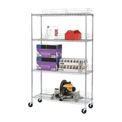 Chrome 4-Shelf Shelving Unit w/ Casters, 18 x 48 x 72