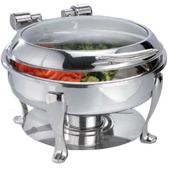 6 Qt. Round Tabletop Induction 6 Qt Chafer w/ Stand and Glass Cover