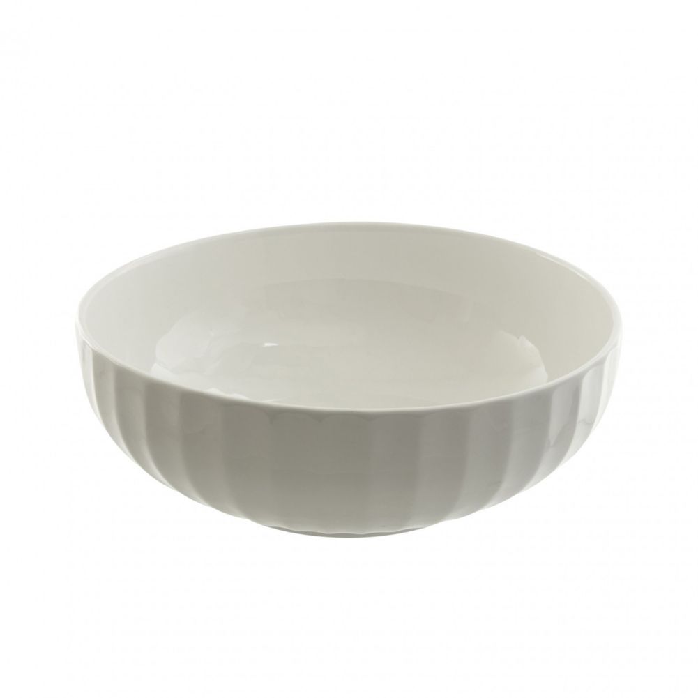 Ten Strawberry Street Whittier White Faceted 14" Bowl