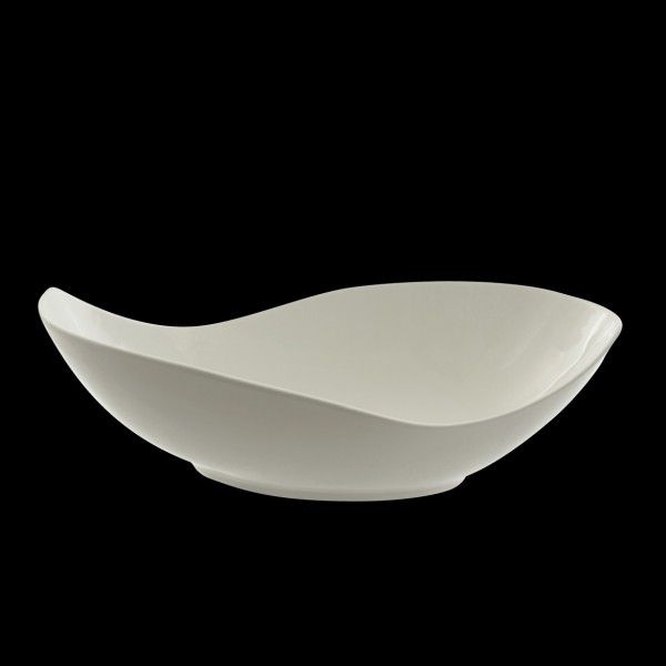 Ten Strawberry Street Whittier White 16" Canoe Bowl