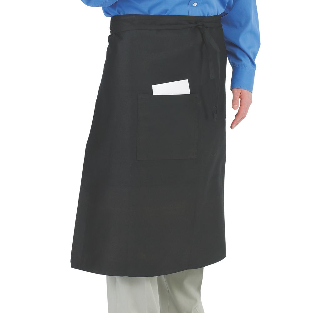 Chef Revival&reg; Black Bistro Apron with One Side Pocket