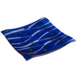 Steelite Creations Blue Glass 6" Square Riven Plate / Case of 12