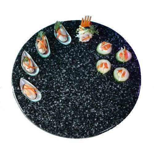 Gourmet Display&reg; 15" Black Round Serving Stone Tray