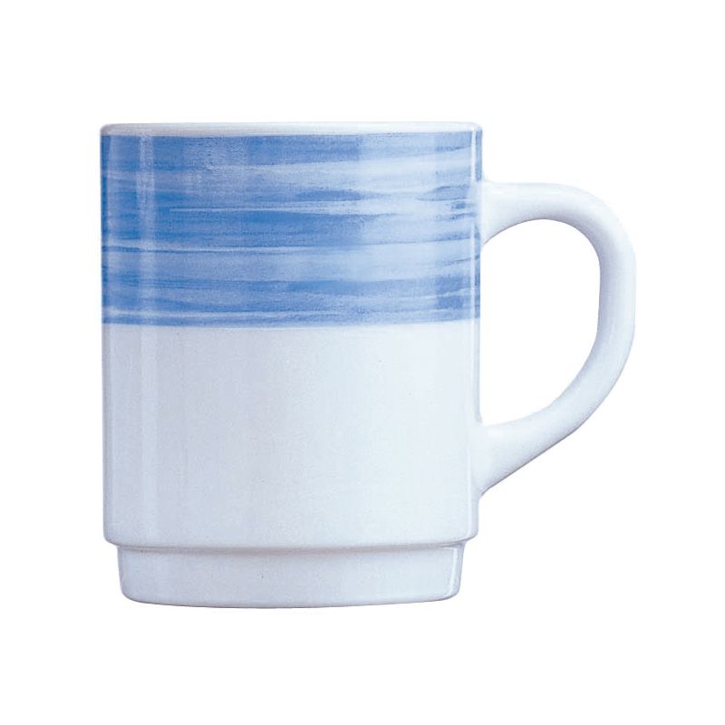 Cardinal Arcoroc Brush Opal&reg; 8 Oz Stacking Mug with Blue Rim