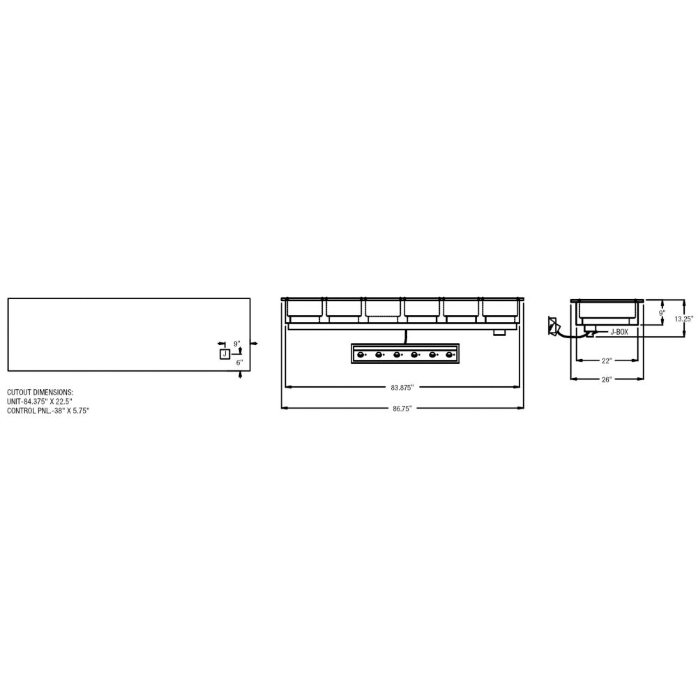Randell&reg; Drop In 6 Pan Size Hot Food Table Model 95606-208DMZ