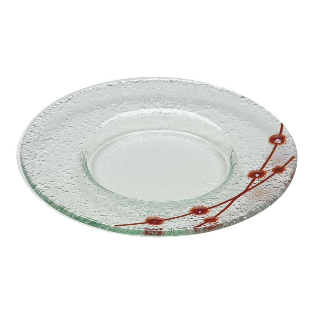 Steelite Creations Glass 7" Bowl with Red Pearl Trim