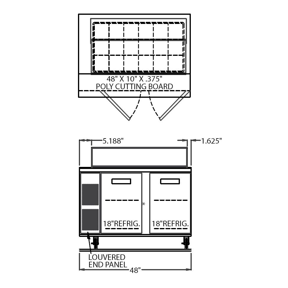 Randell&reg; 48" High Volume Saladtop Refrigerated Prep Table