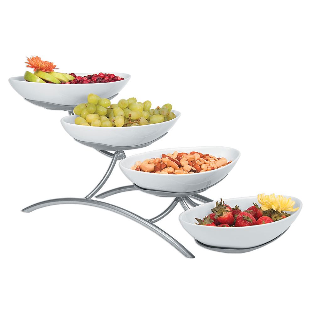 Gourmet Display&reg; Platinum 4-Tier Display With Porcelain Bowls