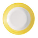 Cardinal Arcoroc Brush Opal&reg; 23 Oz. Soup Bowl with Yellow Rim