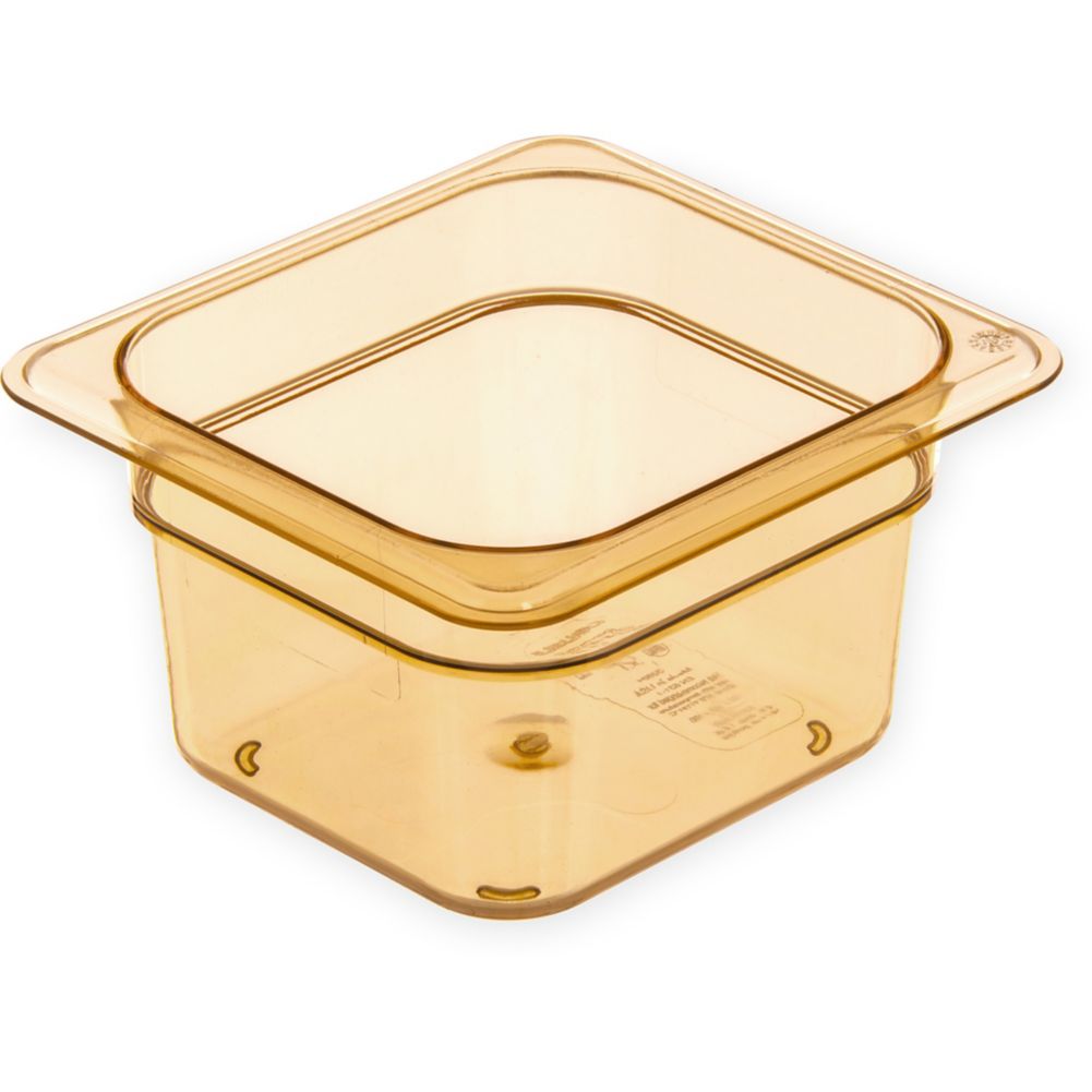 Carlisle&reg; Top Notch&reg; Amber 1/6 Size 4" Deep Food Pan