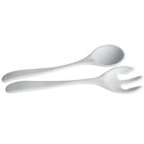 Bugambilia Nancy Salad Fork and Spoon Serving Utensils, White