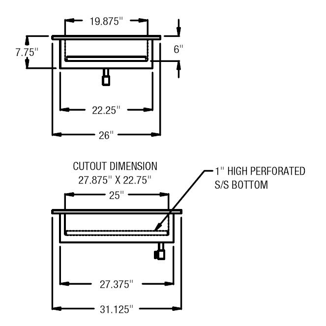 Randell&reg; 31.125" x 26" Drop In Iced Cold Pan