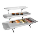 Gourmet Display&reg; Silver Vein 3-Tier Long Porcelain Platter Display