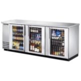 True&reg; Stainless Steel 3-Glass Door Back Bar Cooler f/ 209 6-Packs