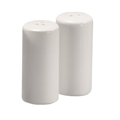 American Metalcraft Round White Ceramic Salt / Pepper Shaker Set
