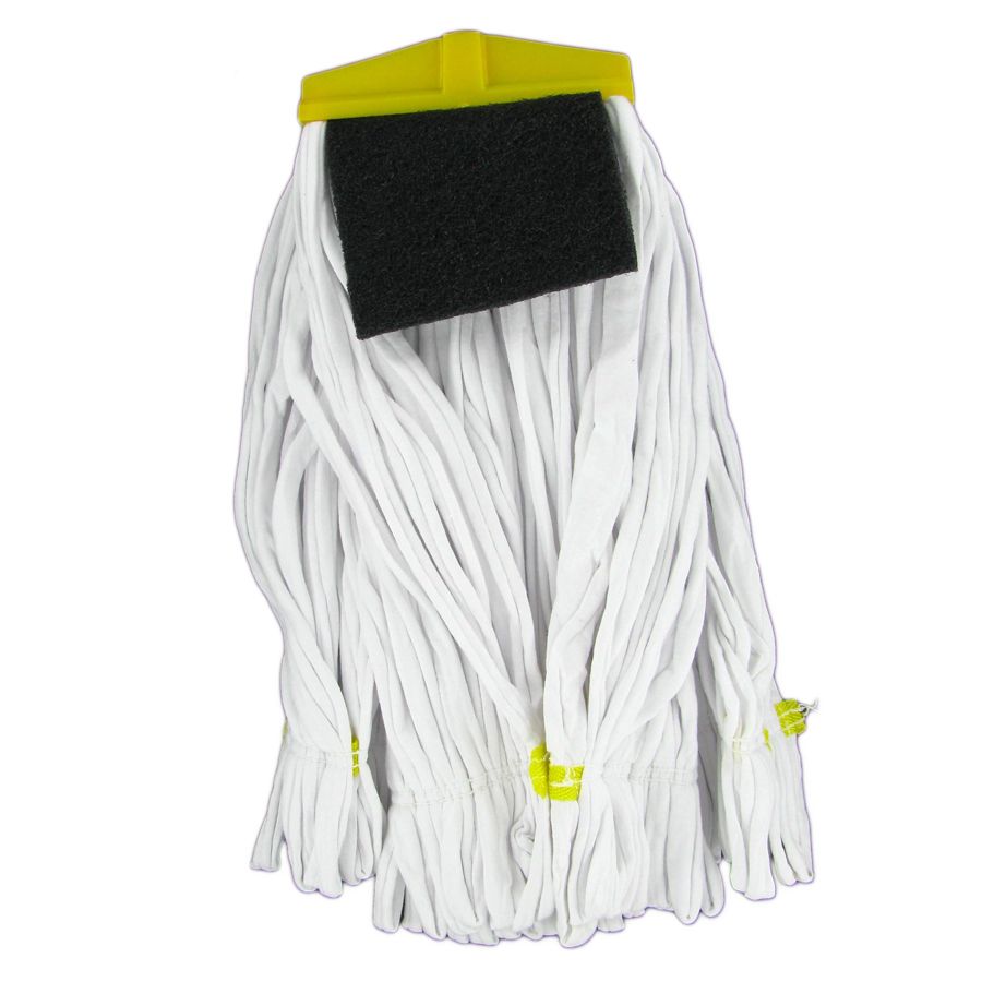 Yellow Knit Cotton Twist-On Mop Head w/ Scouring Pad Insert