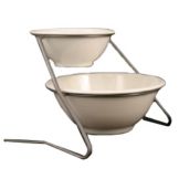 Dover European Metalworks Large Steel Bowl Stand w/ 2 Melamine Bowls