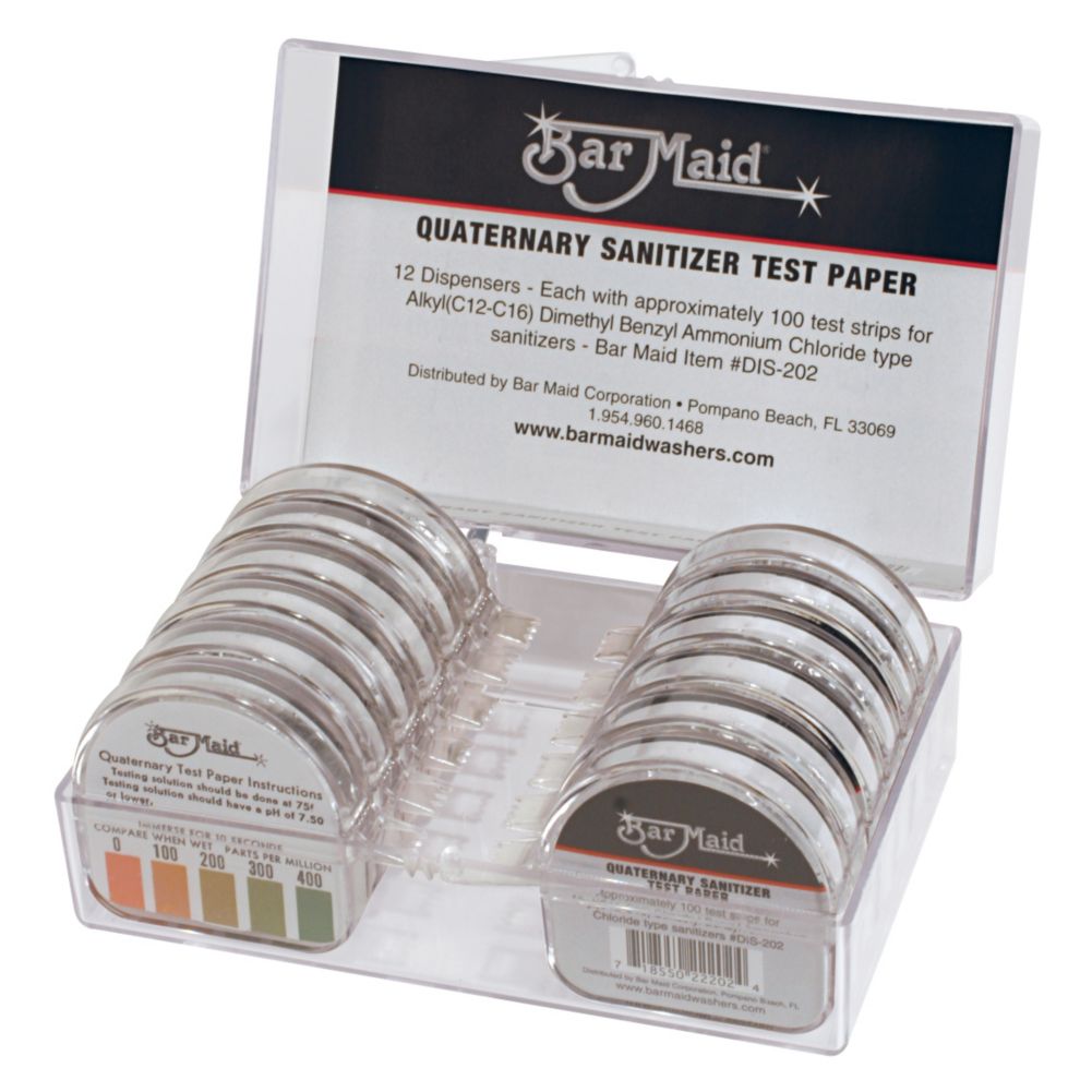 Bar Maid Quaternary Sanitizer Test Strips Dispenser
