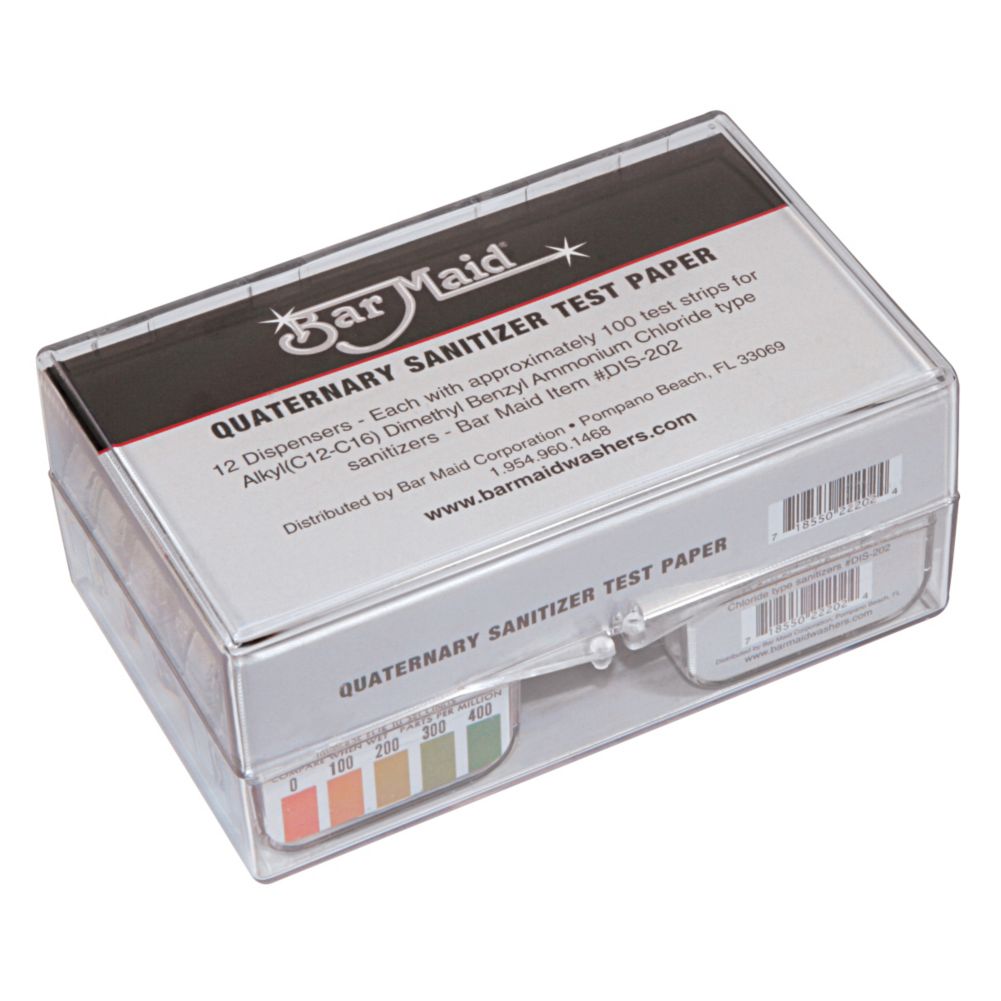 Bar Maid Quaternary Sanitizer Test Strips Dispenser