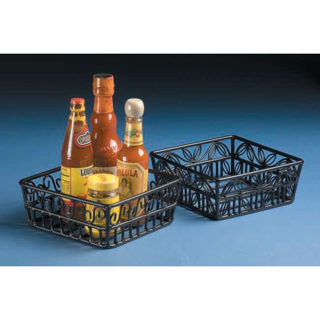 American Metalcraft Square Scroll Pattern Black Wrought Iron Basket