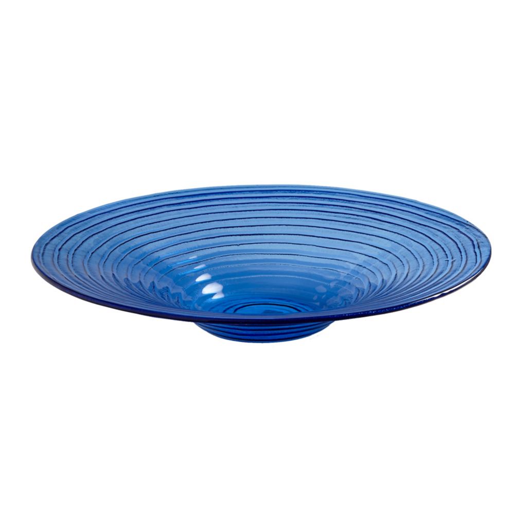 American Metalcraft Glacier&trade; Blue 18-1/2" Round Glass Bowl