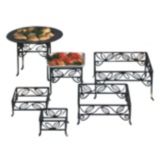 American Metalcraft Black Wrought Iron Leaf Pattern Square Riser Set