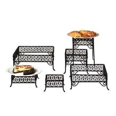 American Metalcraft Black Wrought Iron Scroll Pattern Square Riser Set