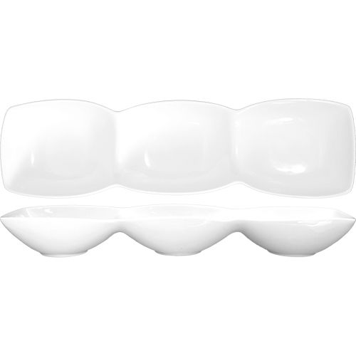 International Tableware White Ceramic 3-Compartment Dish