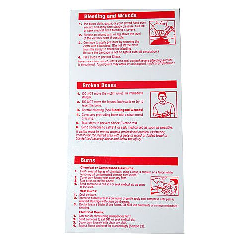 Afassco&reg; Emergency First Aid Card