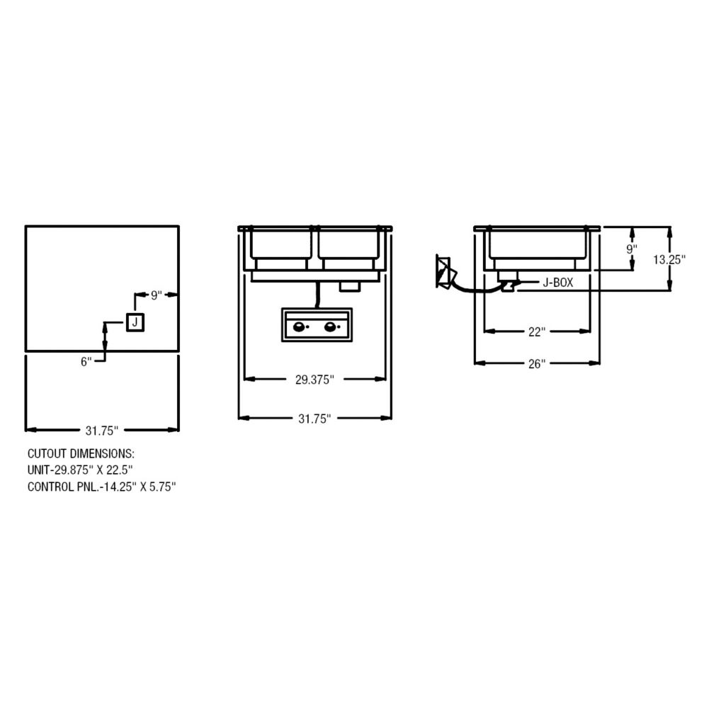 Randell&reg; Drop In Electric Hot Food Table Model 95602-240Z