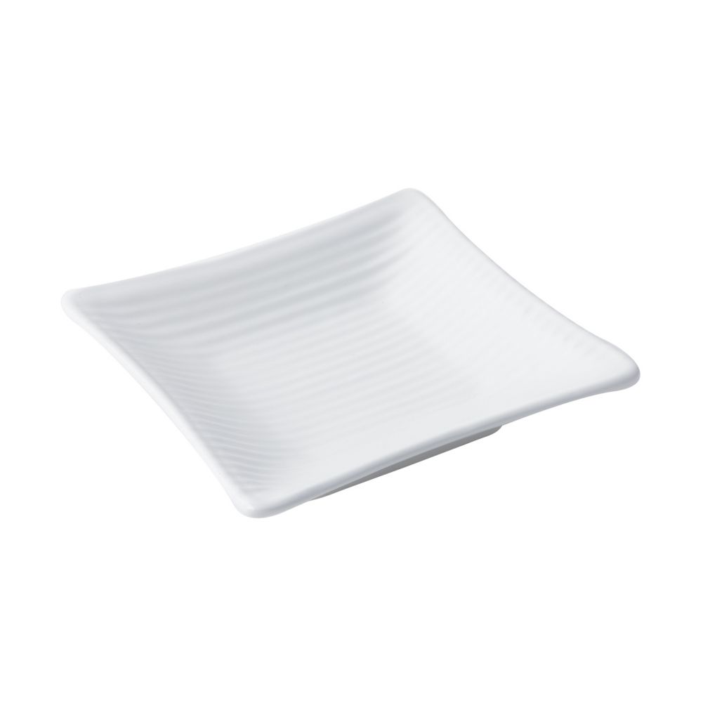 Bon Chef White Sandstone Square 6" Footed Ribbed Platter