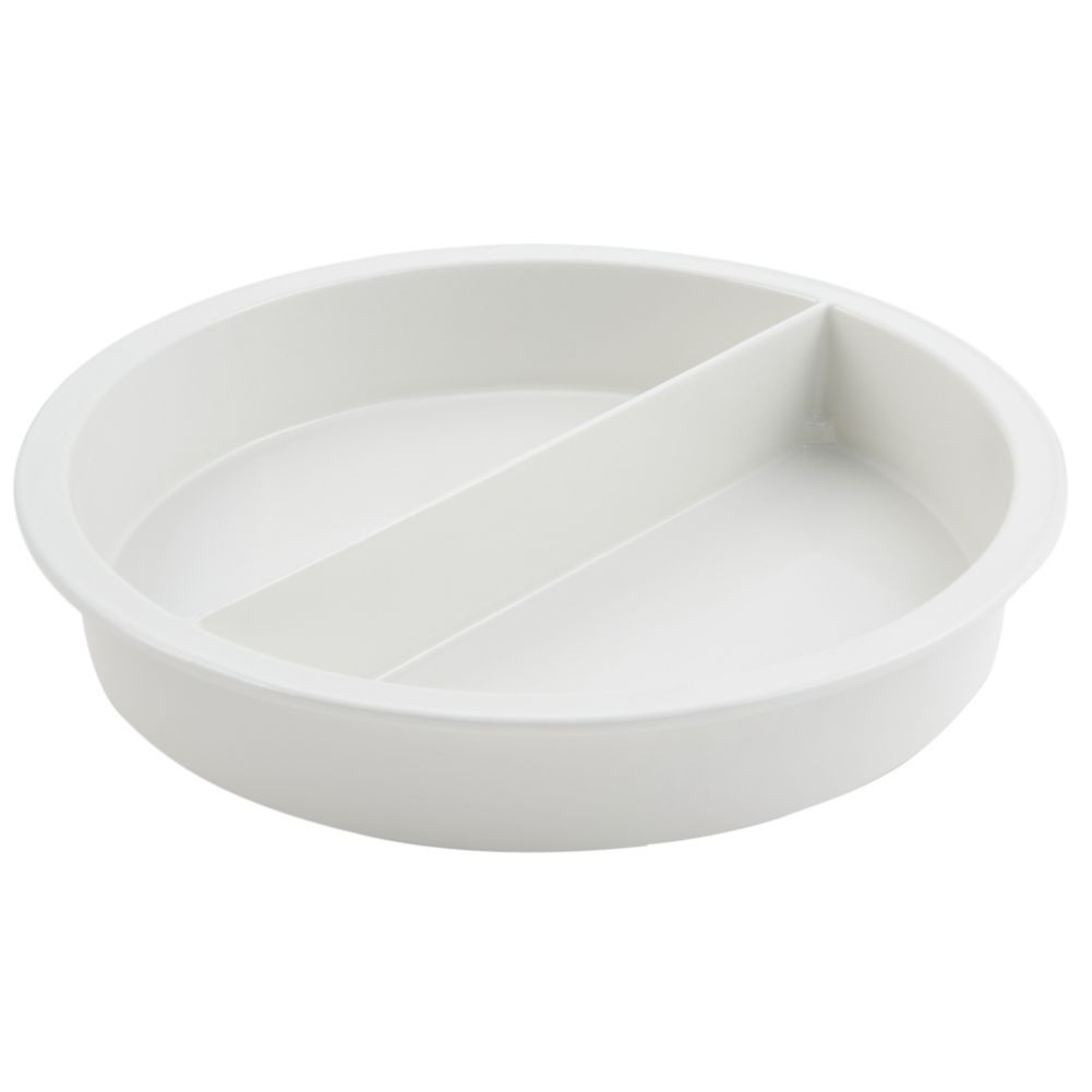Bon Chef White Sandstone Round 8 qt Divided Food Pan