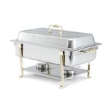 Classic Full Size S/S Brass Trim Chafer, 9 Qt