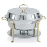 Classic Round S/S Brass Trim Chafer, 5.8 Qt