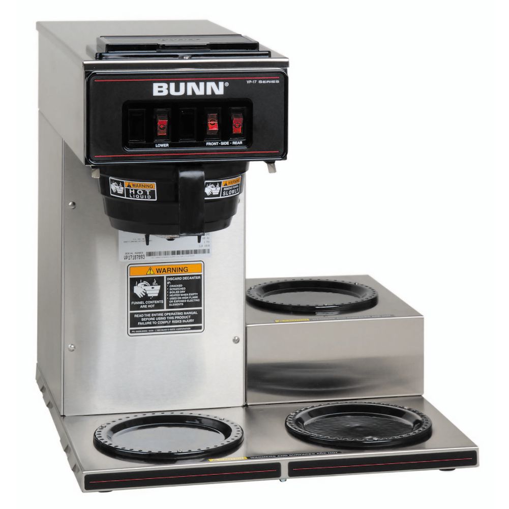 BUNN&reg; Pourover S/S Coffee Brewer with 3 Lower Warmers