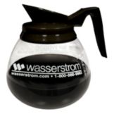 Bloomfield&reg; Black Handle Glass Reg. Decanter with Wasserstrom Logo