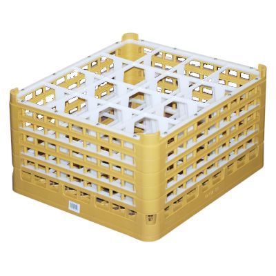 Full Size Tall Plus 16-Compartment Glass Rack, Gold