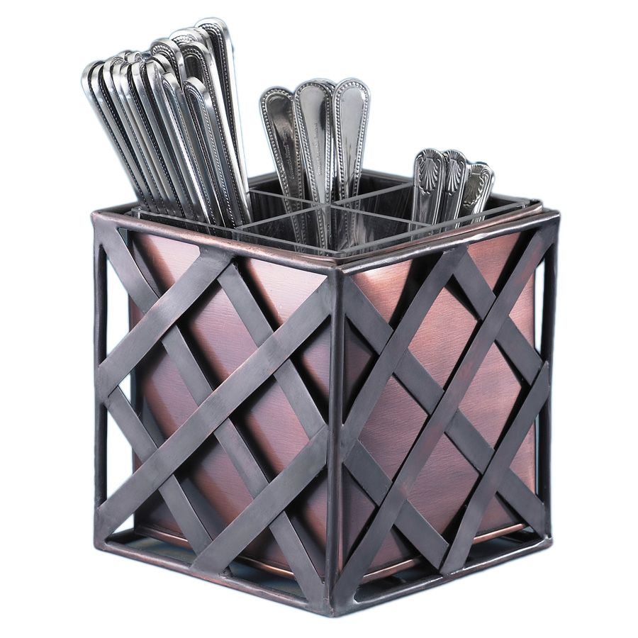 Cal-Mil 6" x 6" x 6-1/4" Copper Flatware Holder