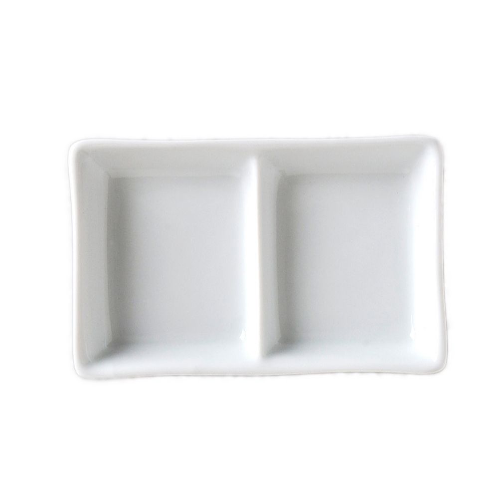 Vertex&reg; Ventana Collection White Sauce Dish w/ 2 Compartments